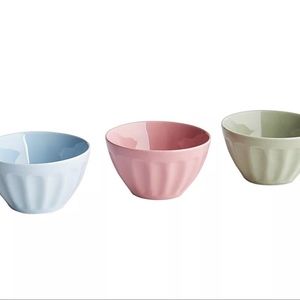 Pier 1 Mini Ceramic Prep Bowls (pink, blue, green)